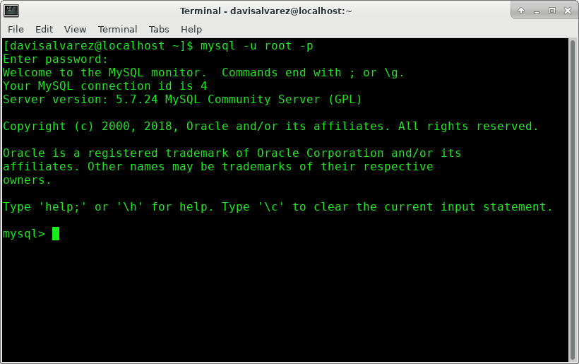 Iniciando MySQL desde la línea de comando 